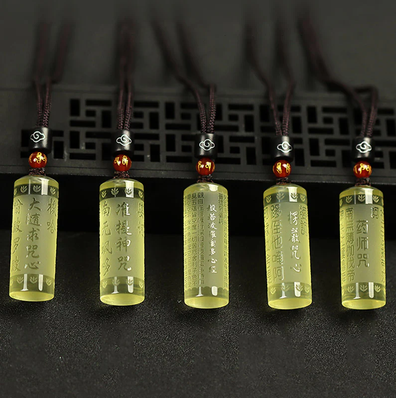 Buddha Stones Heart Sutra Citrine Happiness Strength Necklace Pendant