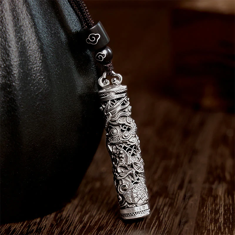 Buddha Stones Copper Fu Character Dragon Pattern Balance Pendant Necklace