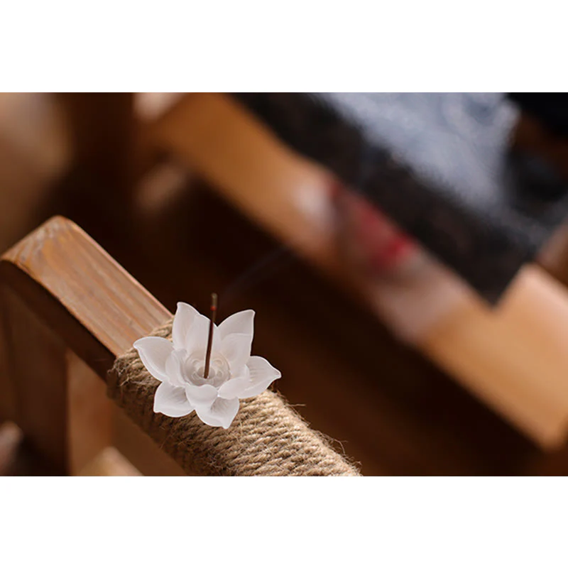 Buddha Stones Mini Lotus Liuli Crystal Healing Meditation Stick Incense Burner