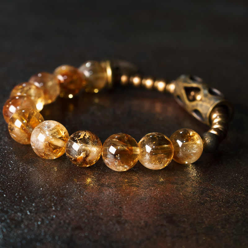 Buddha Stones Daily Retro 10mm Citrine Beads Protection Bracelet