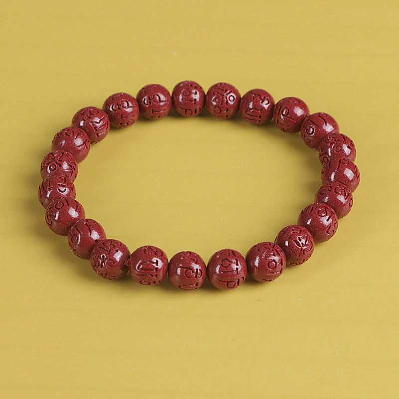 Buddha Stones Natural Double PiXiu Cinnabar Om Mani Padme Hum Wealth Luck Bead Bracelet