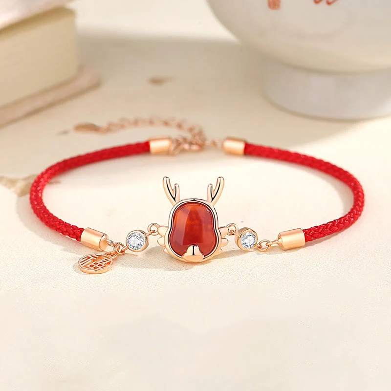 ❗❗❗A Flash Sale- Buddha Stones 925 Sterling Silver Year of the Dragon Natural Red Agate Dragon Attract Fortune Fu Character Strength Bracelet Necklace Pendant Earrings