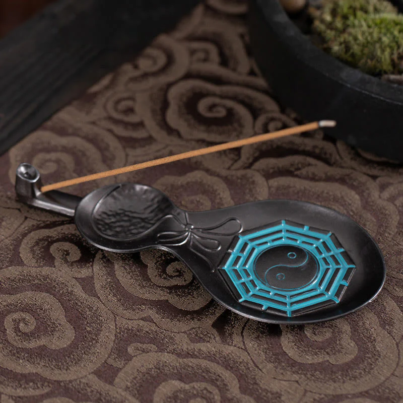 Buddha Stones Gourd Yin Yang Bagua Copper Blessing Incense Burner Decoration