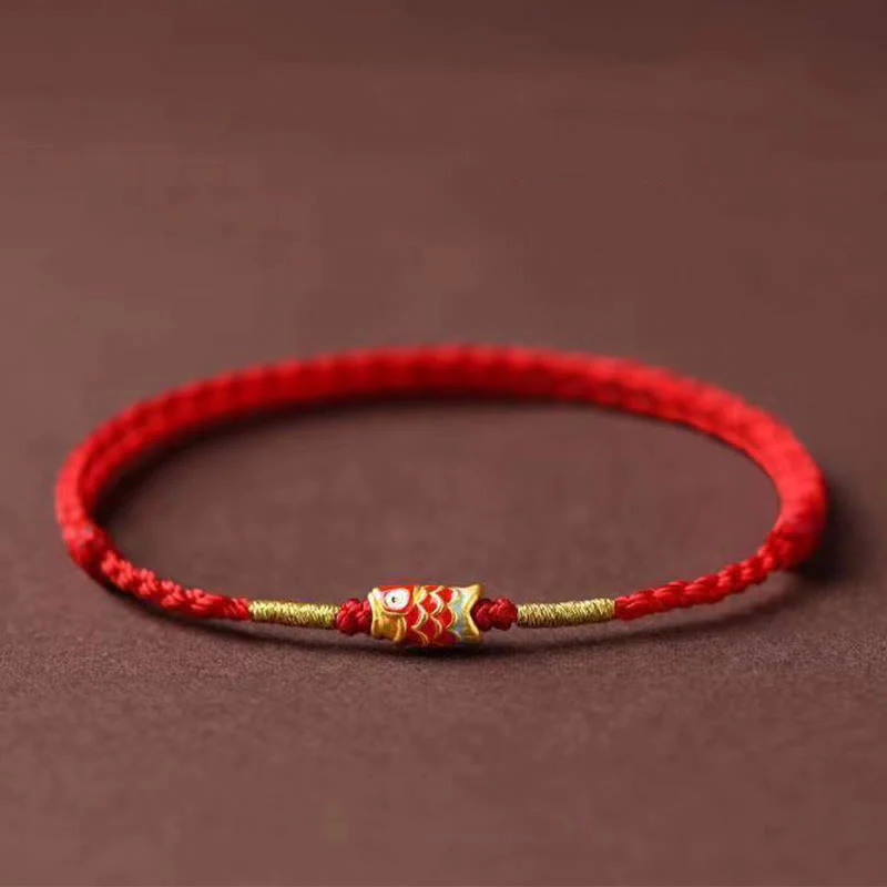 Buddha Stones Koi Fish Handmade Braided Red String Bracelet