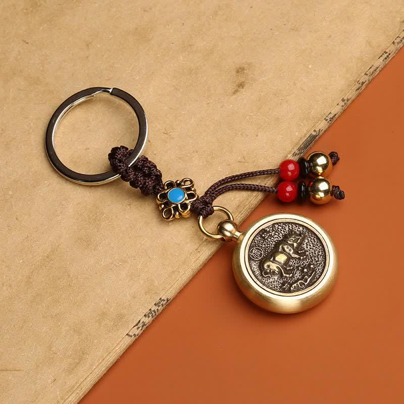 Buddha Stones 12 Chinese Zodiac Blessing Wealth Fortune Keychain