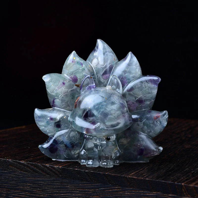 Buddha Stones Small Various Stone Pink Crystal Citrine Amethyst Nine Tailed Fox Warmth Home Decoration