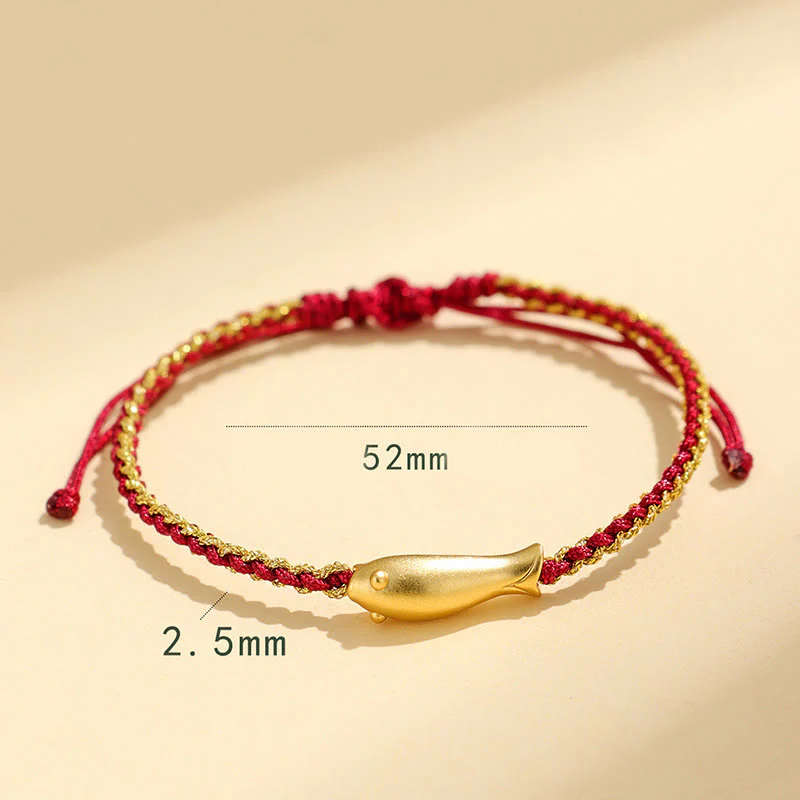 Buddha Stones 999 Sterling Silver Lucky Koi Fish Protection Rope Bracelet