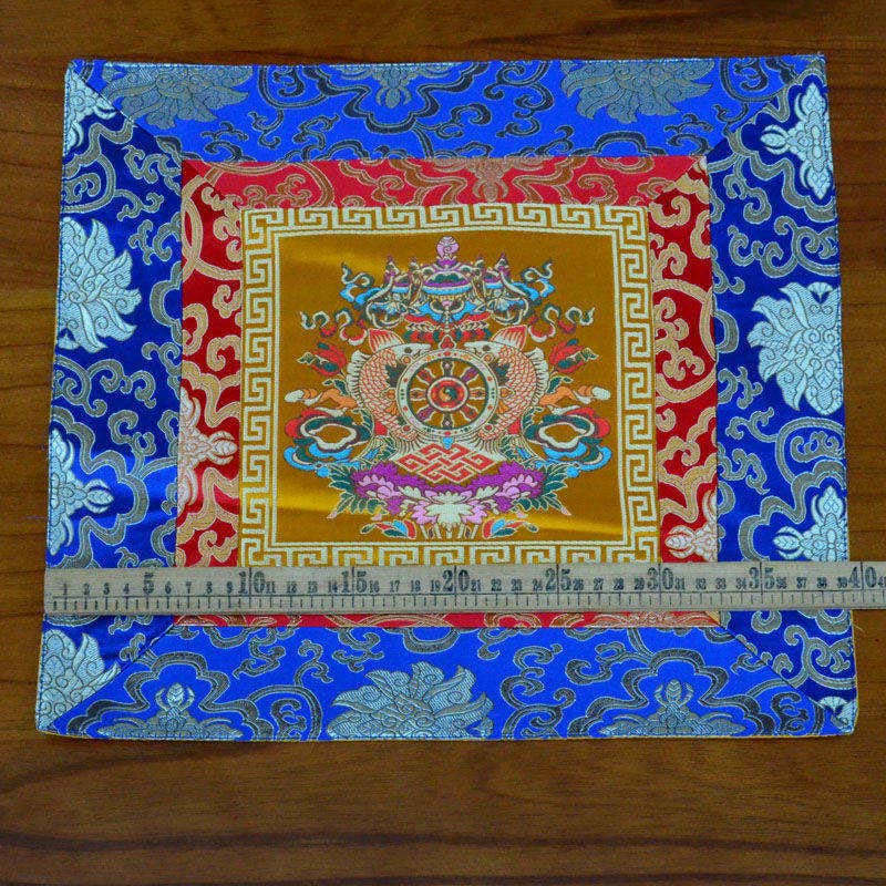 Buddha Stones Prayer Altar Mat Meditation Strength Endless Knot Vajra Man-Bcu Kalachakra Auspicious Symbols