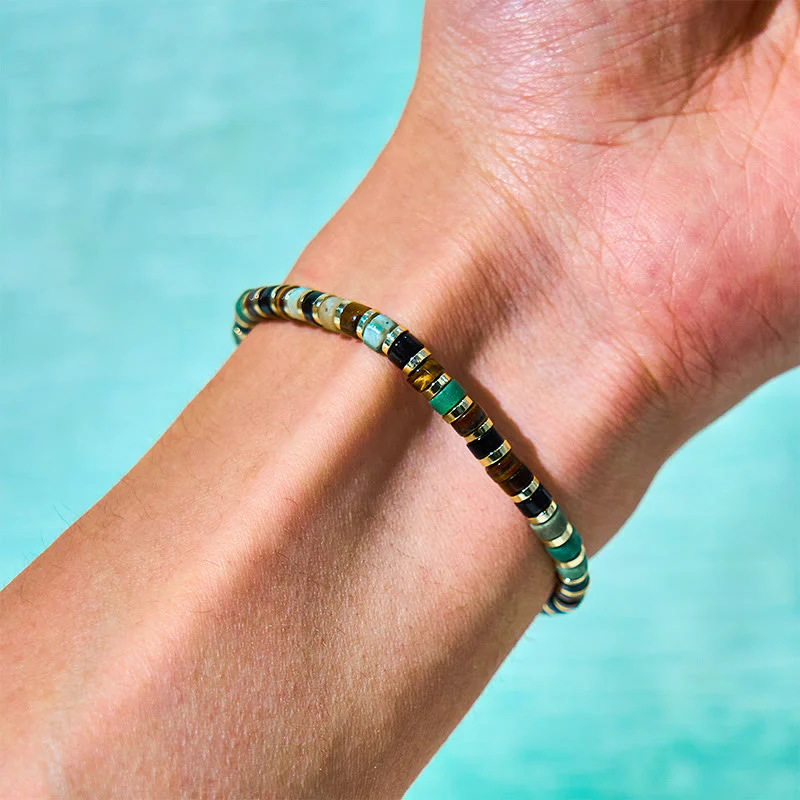 Buddha Stones Natural Hematite Tiger Eye Stones Support Bracelet