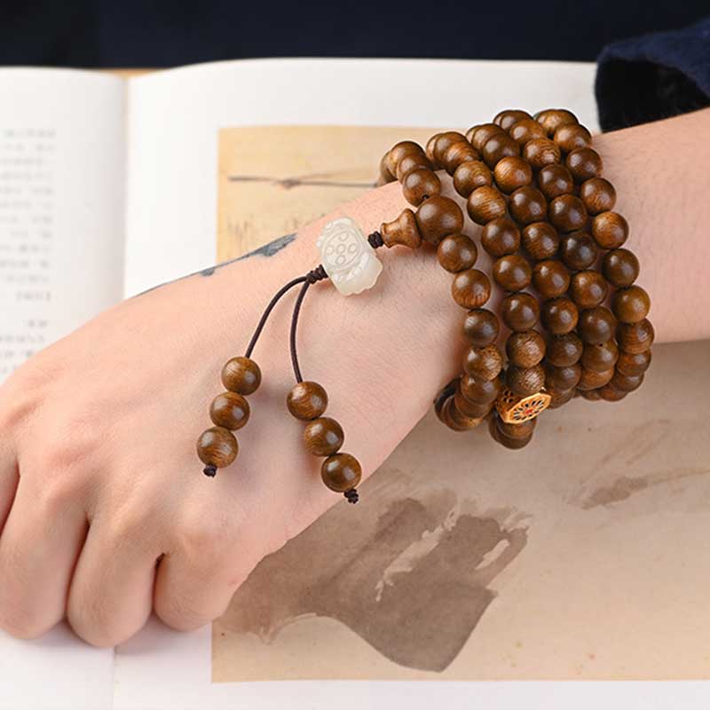 Buddha Stones Tibetan Rosewood Protection Calm Bracelet Mala