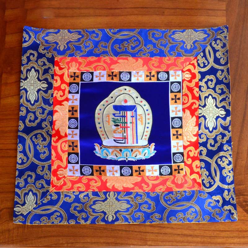 Buddha Stones Prayer Altar Mat Meditation Strength Endless Knot Vajra Man-Bcu Kalachakra Auspicious Symbols
