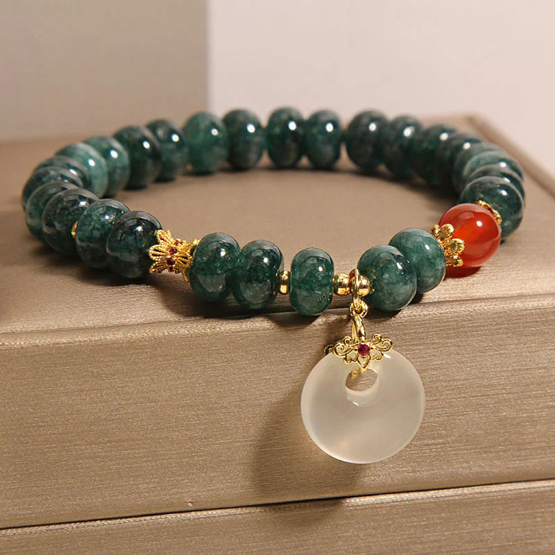 Buddha Stones Blue Jade Beads Peace Buckle Prosperity Bracelet