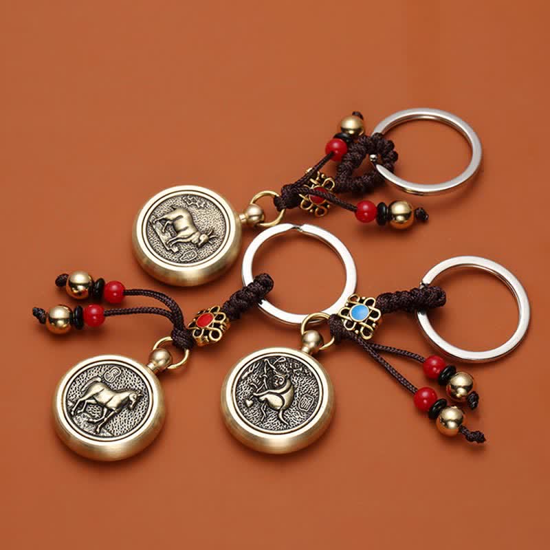 Buddha Stones 12 Chinese Zodiac Blessing Wealth Fortune Keychain