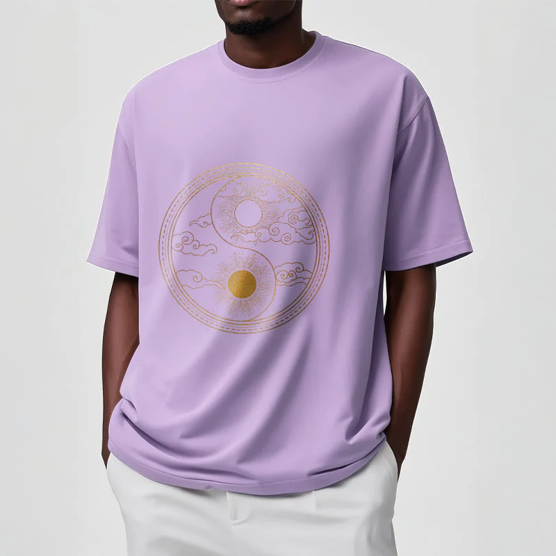 Buddha Stones Yin Yang Sun Auspicious Clouds Tee T-shirt