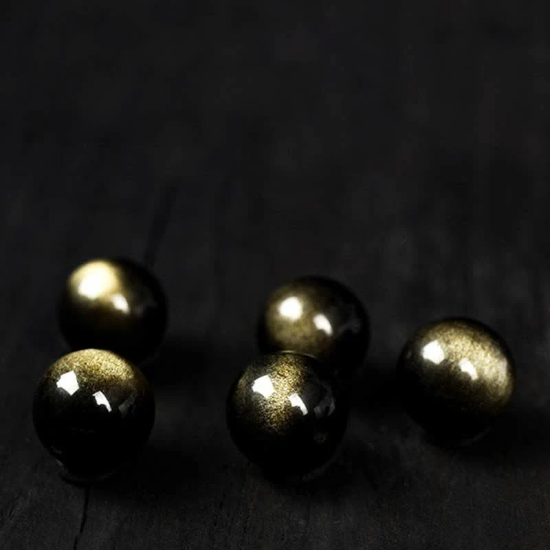 Buddha Stones To Experience a Reversal of Fortune Rainbow Obsidian Gold Sheen Obsidian Protection Bracelet