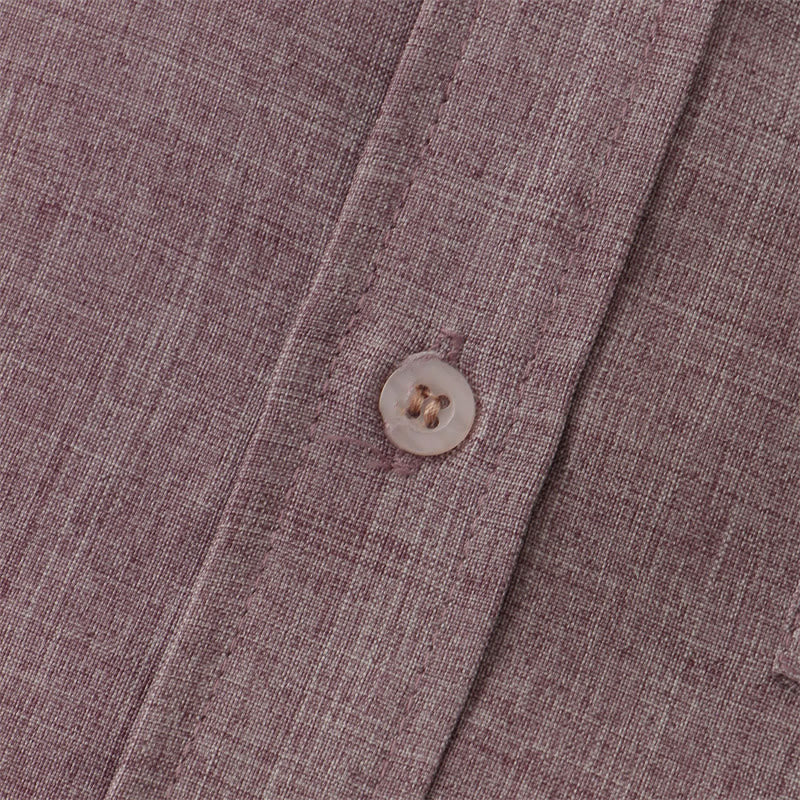 Buddha Stones Summer Men's Button Plain Short Sleeve Cotton Shirt With Pocket