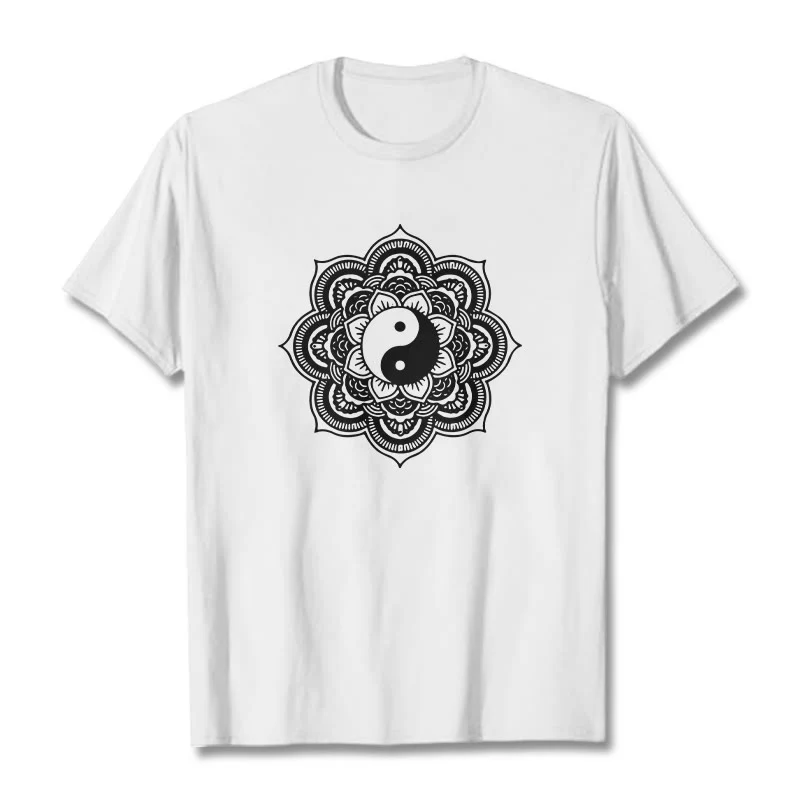 Buddha Stones Mandala Yin Yang Cotton Tee T-shirt