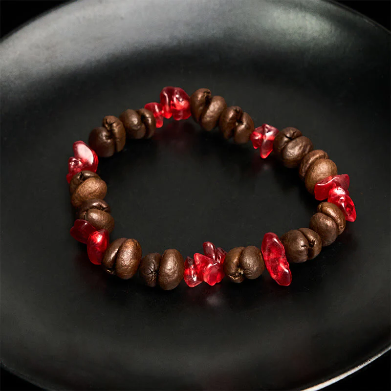 Buddha Stones Handmade Natural Coffee Beans Amethyst Citrine Amazonite Irregular Crystal Bracelet
