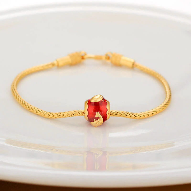 Buddha Stones Tibetan 18K Gold Om Mani Padme Hum Lucky Koi Fish Fu Character Ingot Copper Coin Peace Bracelet