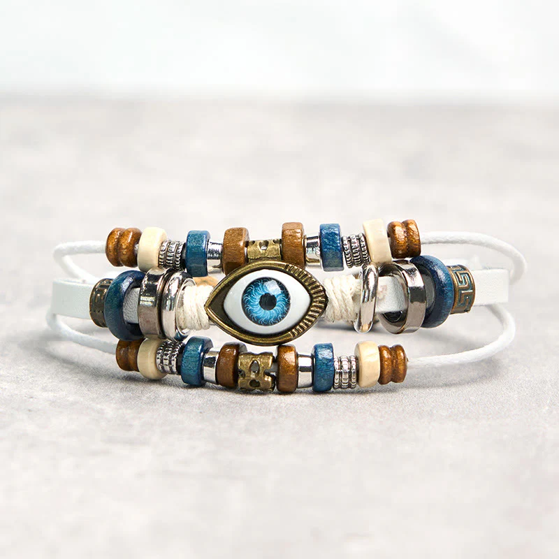 Buddha Stones Tibetan Evil Eye Leather Adjustable Protection Bracelet