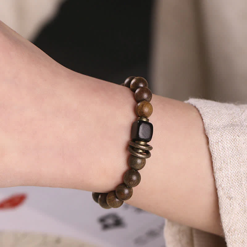 Buddha Stones Tibetan Green Sandalwood Crystal Soothing Peace Bracelet