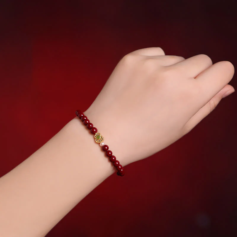 Buddha Stones Gourd Pearl Cinnabar Blessing Beads Bracelet