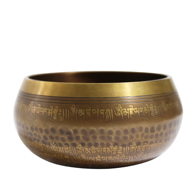 Buddha Stones Handmade Singing Bowl Scripture Sanskrit Pattern for Healing and Meditation Sound Bowl Set