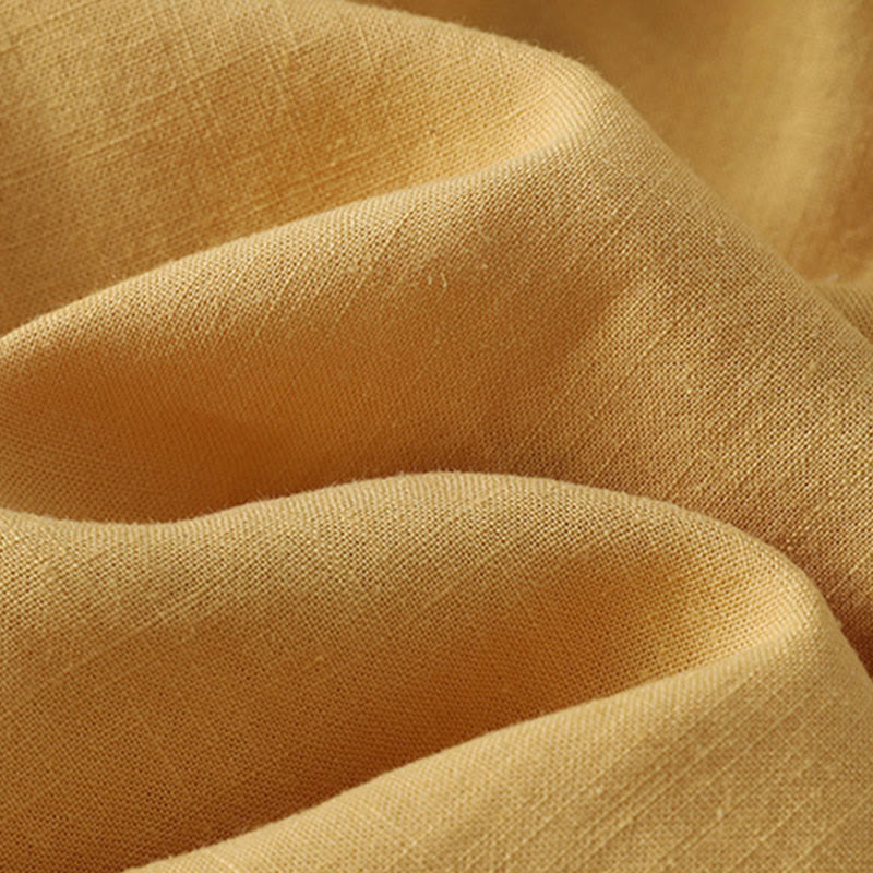 Buddha Stones Plain Slanted Buttons Cotton Linen Women's Shirt