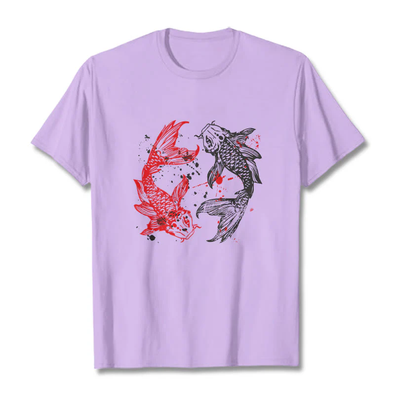 Buddha Stones Red Black Koi Fish Tee T-shirt