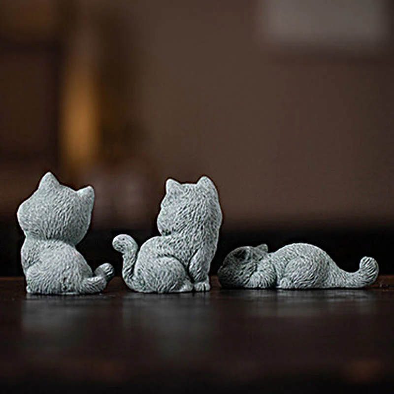 Buddha Stones Small Cat Home Tea Pet Figurine Desk Decoration
