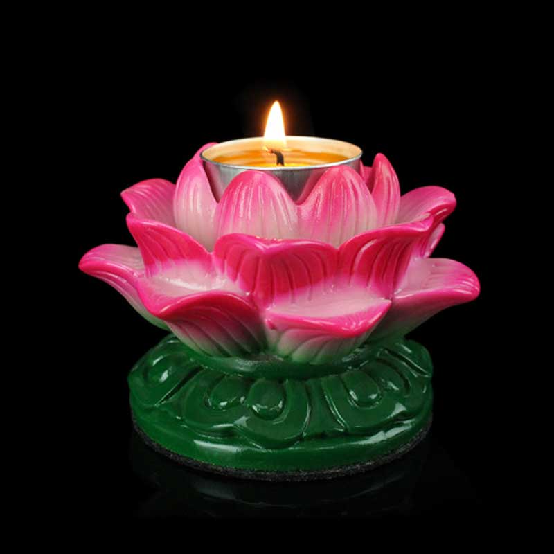 Buddha Stones Meditation Prayer Altar Lotus Flower Candle Holder Buddhist Temple Rituals Use Items