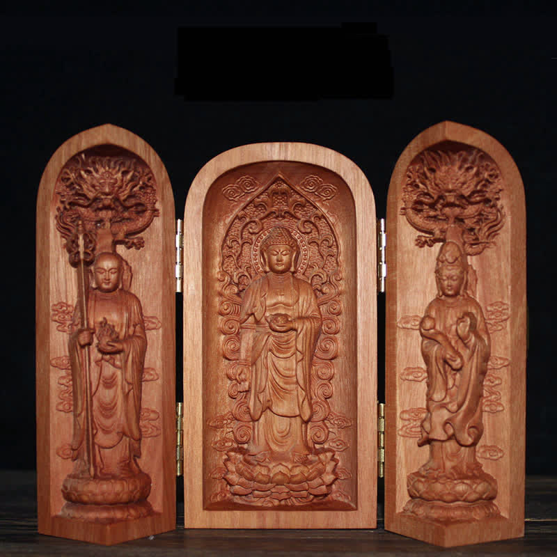Buddha Stones Avalokitesvara Kwan Yin Buddha Cherry Wood Compassion Home Decoration Altar