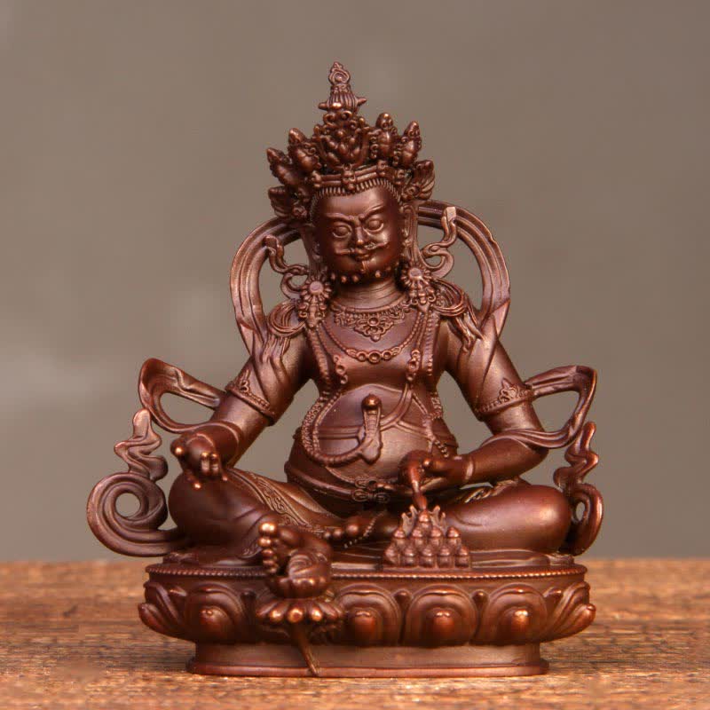 Buddha Stones Yellow Jambhala Bodhisattva Figurine Compassion Copper Statue Home Office Decoration