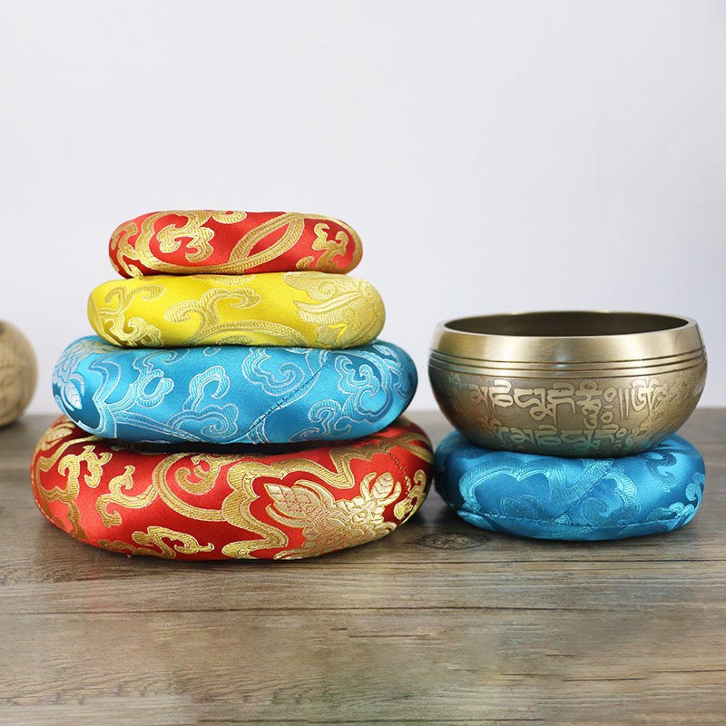 Buddha Stones Tibetan Singing Bowl Handcraft Cushion Decoration