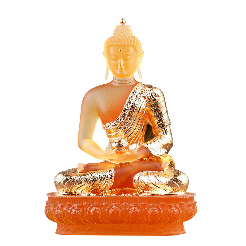 Buddha Stones Buddha Handmade Figurine Liuli Art Piece Serenity Statue Home Offering Decoration