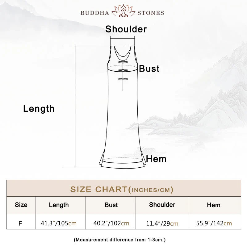 Buddha Stones Frog-Button Sleeveless Cami Midi Dress Ramie Linen Wide Leg Pants With Pockets