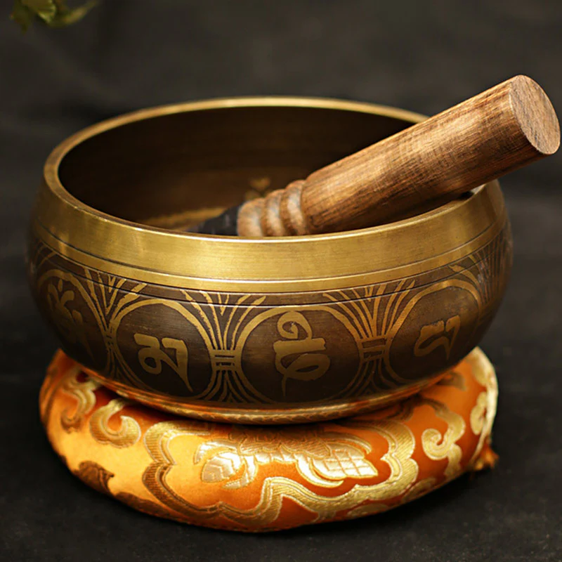 Buddha Stones Tibetan Meditation Sound Bowl Handcrafted for Healing and Mindfulness Support Protection Singing Bowl Set