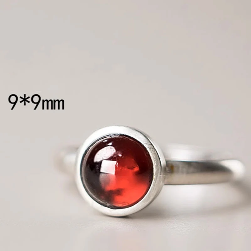 Buddha Stones Natural 925 Sterling Silver Garnet Adjustable Inserted Calm Ring