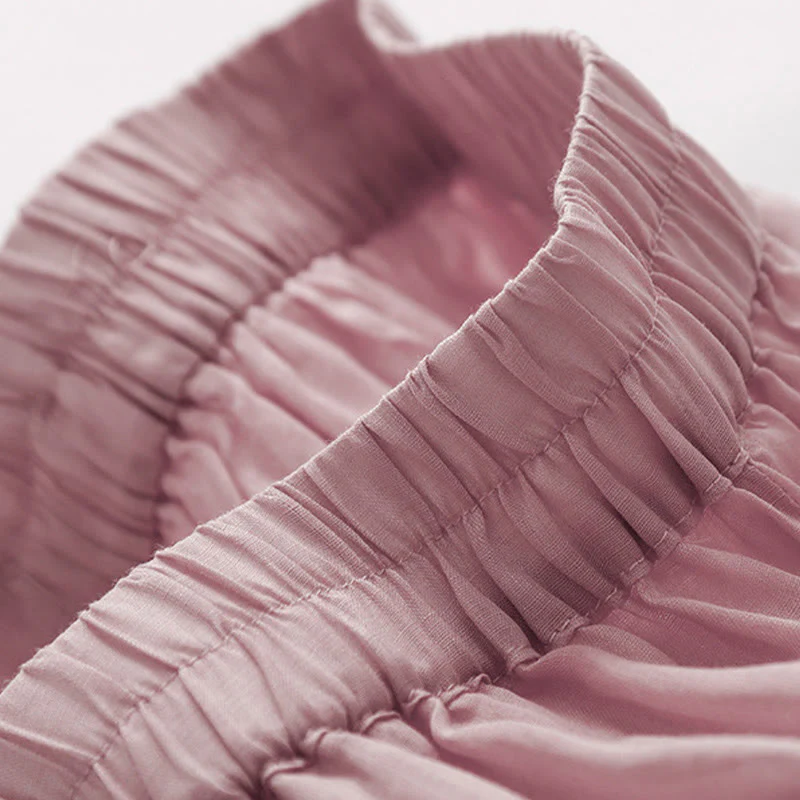 Buddha Stones Casual Flower Embroidery Women's Cotton Linen Elastic Waist  Wide Leg Pants With Pockets