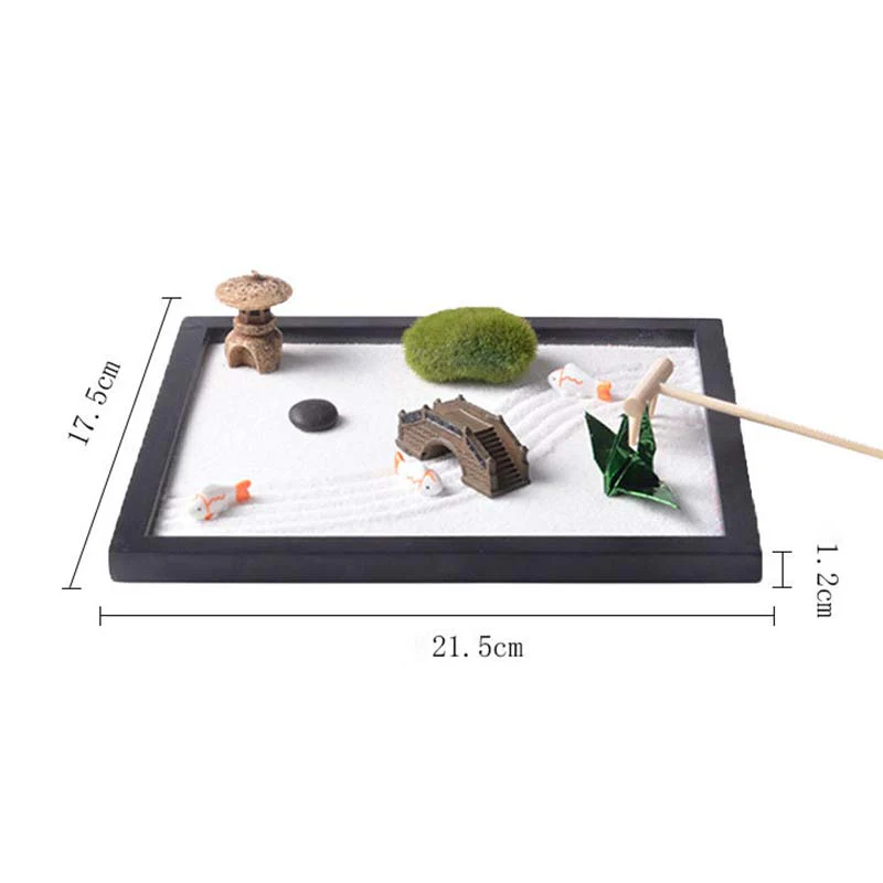 Buddha Stones Koi Fish Small Bridge Grass Landscape Peace Meditation Zen Garden Decoration