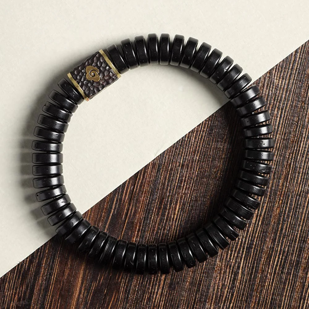 Buddha Stones Tibetan Coconut Shell Auspicious Clouds Positive Bracelet