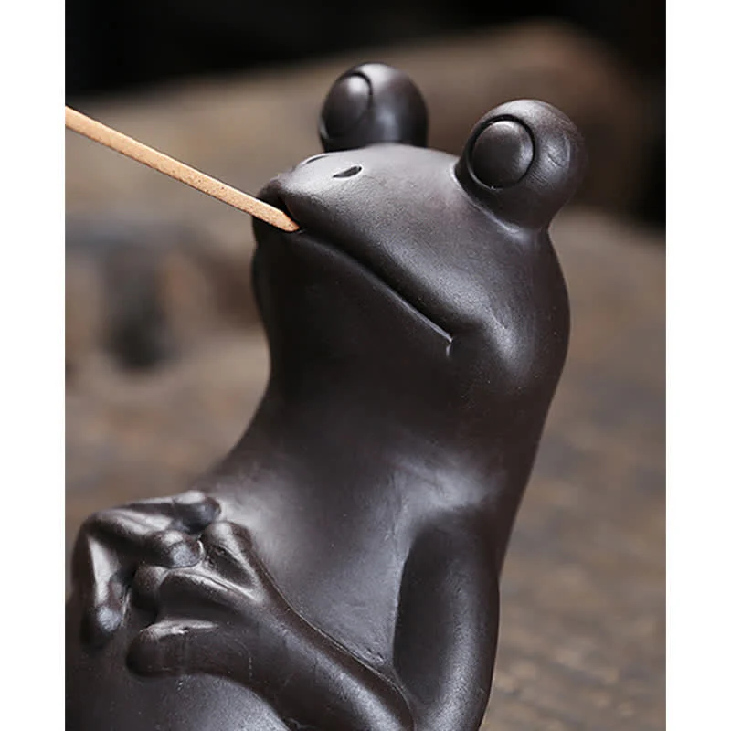 Buddha Stones Meditation Frog Ceramic Spiritual Healing Incense Burner
