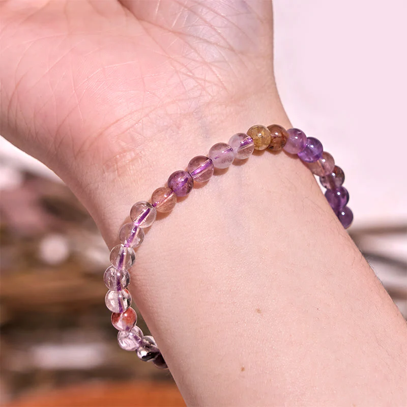 Buddha Stones Natural Purple Phantom Love Wisdom Bracelet