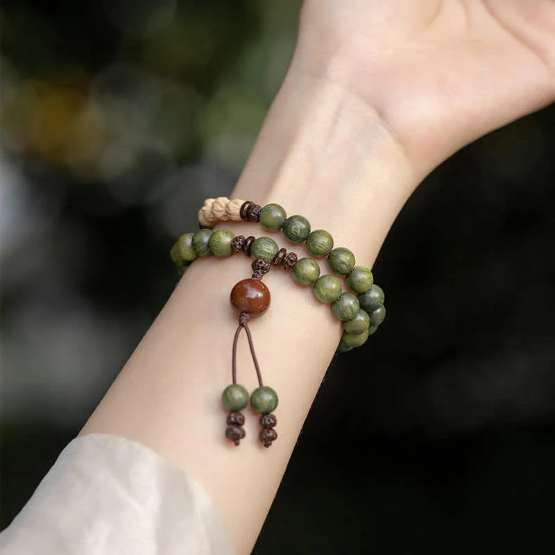 Buddha Stones Green Sandalwood Positive Peace Bracelet
