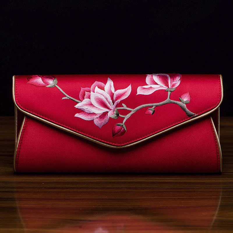 Buddha Stones Magnolia Su Embroidery Wedding Shopping Purse Handbag Crossbody Bag