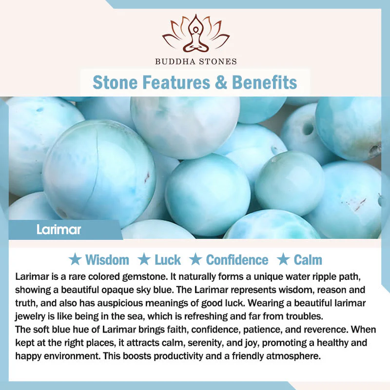 Buddha Stones Natural Cat Larimar Wisdom Beads Bracelet