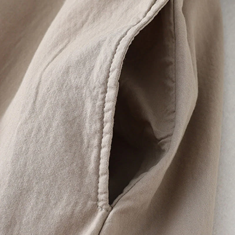 Buddha Stones Casual Ruffled Lace Patchwork Design Puff Sleeve Cotton Midi Dress With Pockets