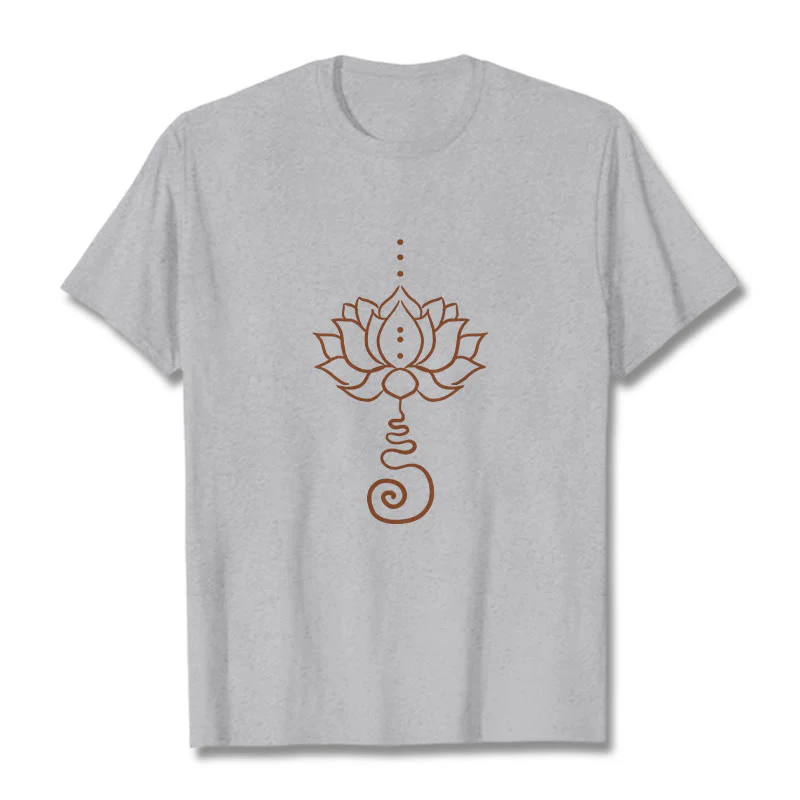 Buddha Stones Casual Lotus Design Cotton Tee T-shirt