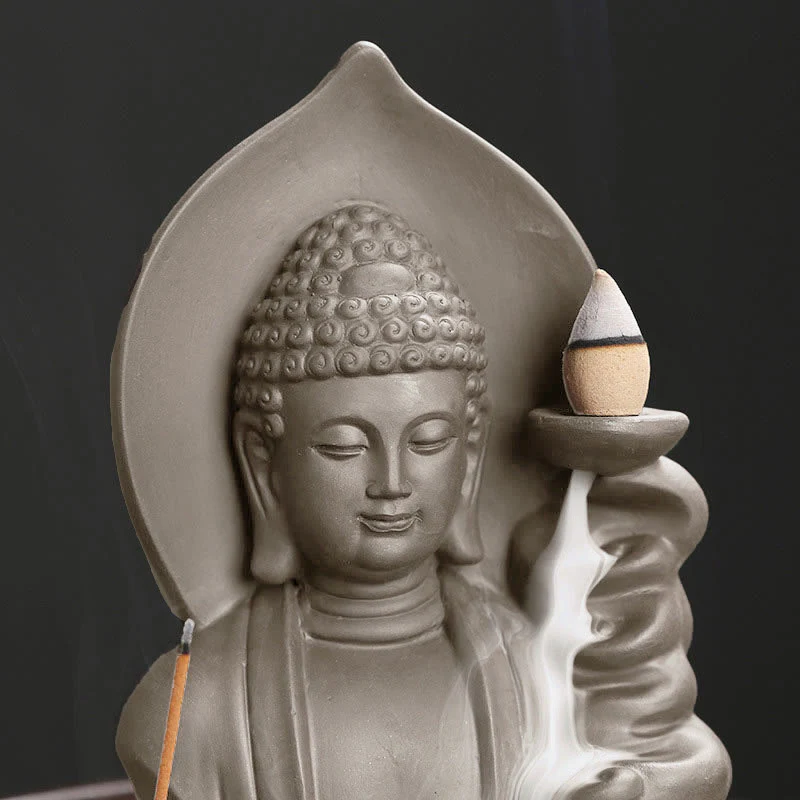 Buddha Stones Tibetan Avalokitesvara Buddha Lotus Healing Backflow Smoke Fountain Incense Burner