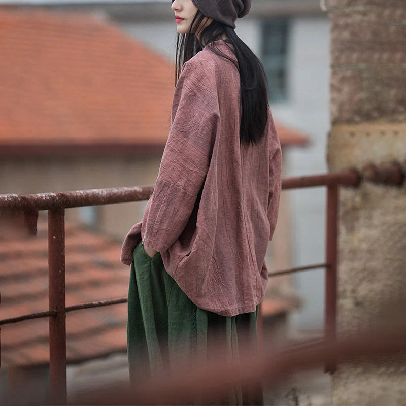 Buddha Stones Tie Dye Lace-up Design Coat Zen Meditation Open Front Top Jacket